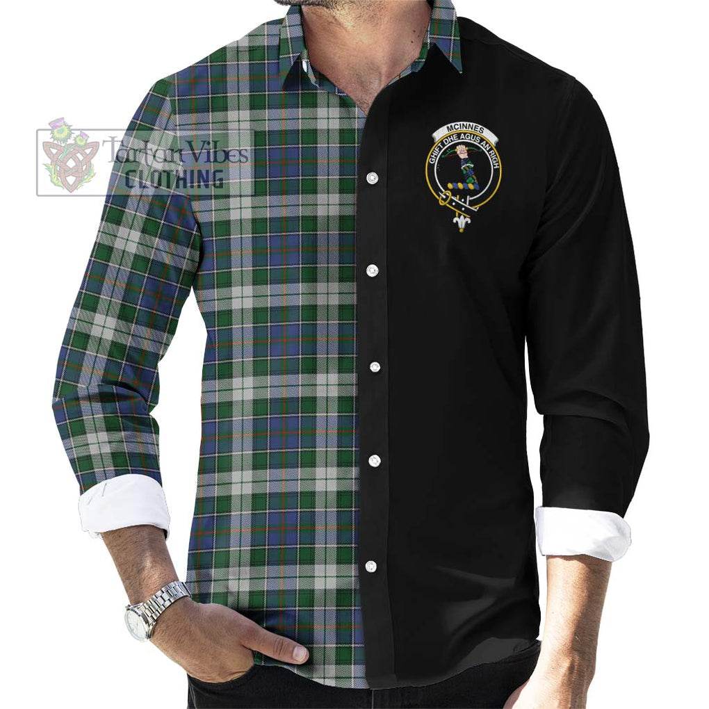 McInnes Dress Tartan Long Sleeve Button Shirt with Family Crest and Half Of Me Style - Tartanvibesclothing Shop