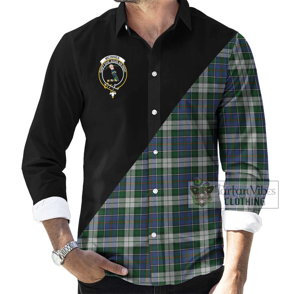 McInnes Dress Tartan Long Sleeve Button Shirt with Family Crest and Military Logo Style - Tartanvibesclothing Shop