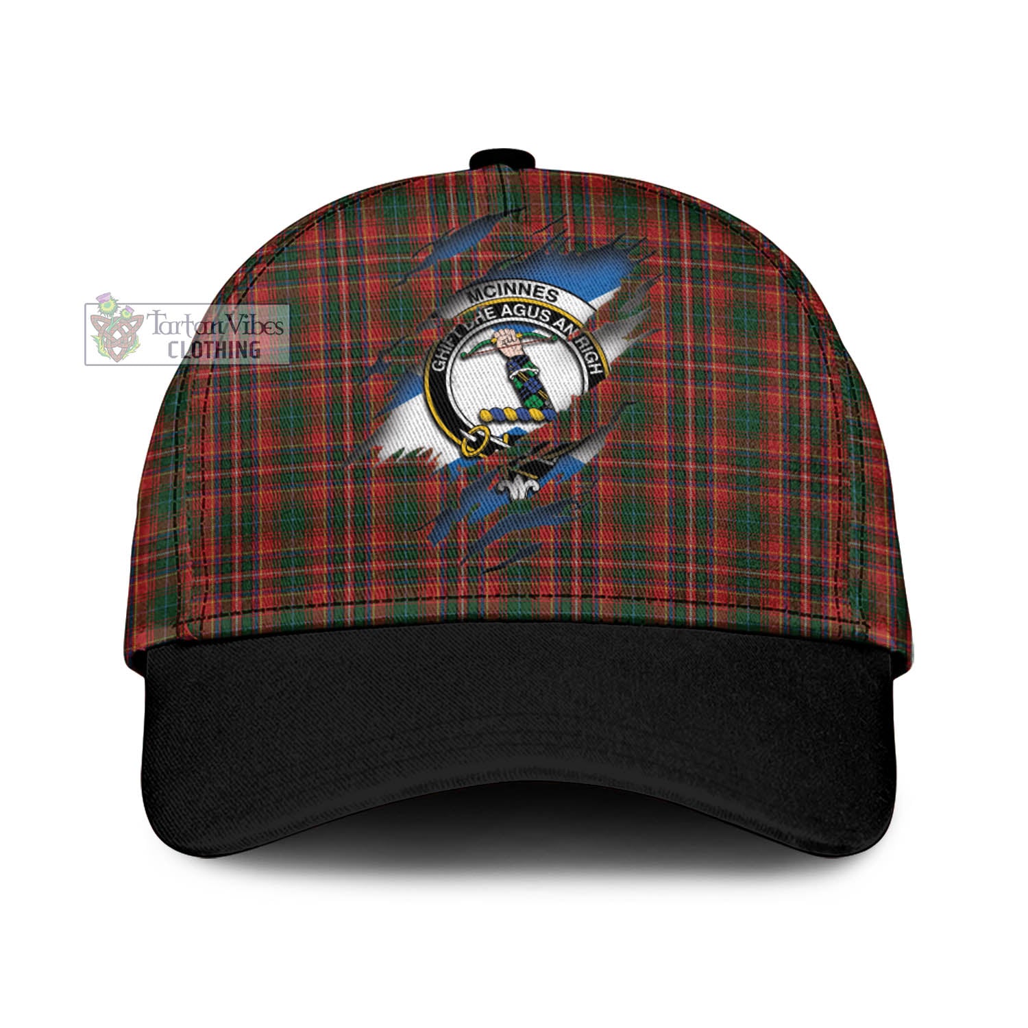 Tartan Vibes Clothing McInnes Hastie Tartan Classic Cap with Family Crest In Me Style
