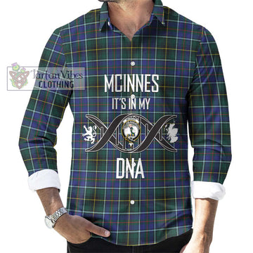 McInnes Modern Tartan Long Sleeve Button Shirt with Family Crest DNA In Me Style Men's Shirt S - Tartanvibesclothing Shop