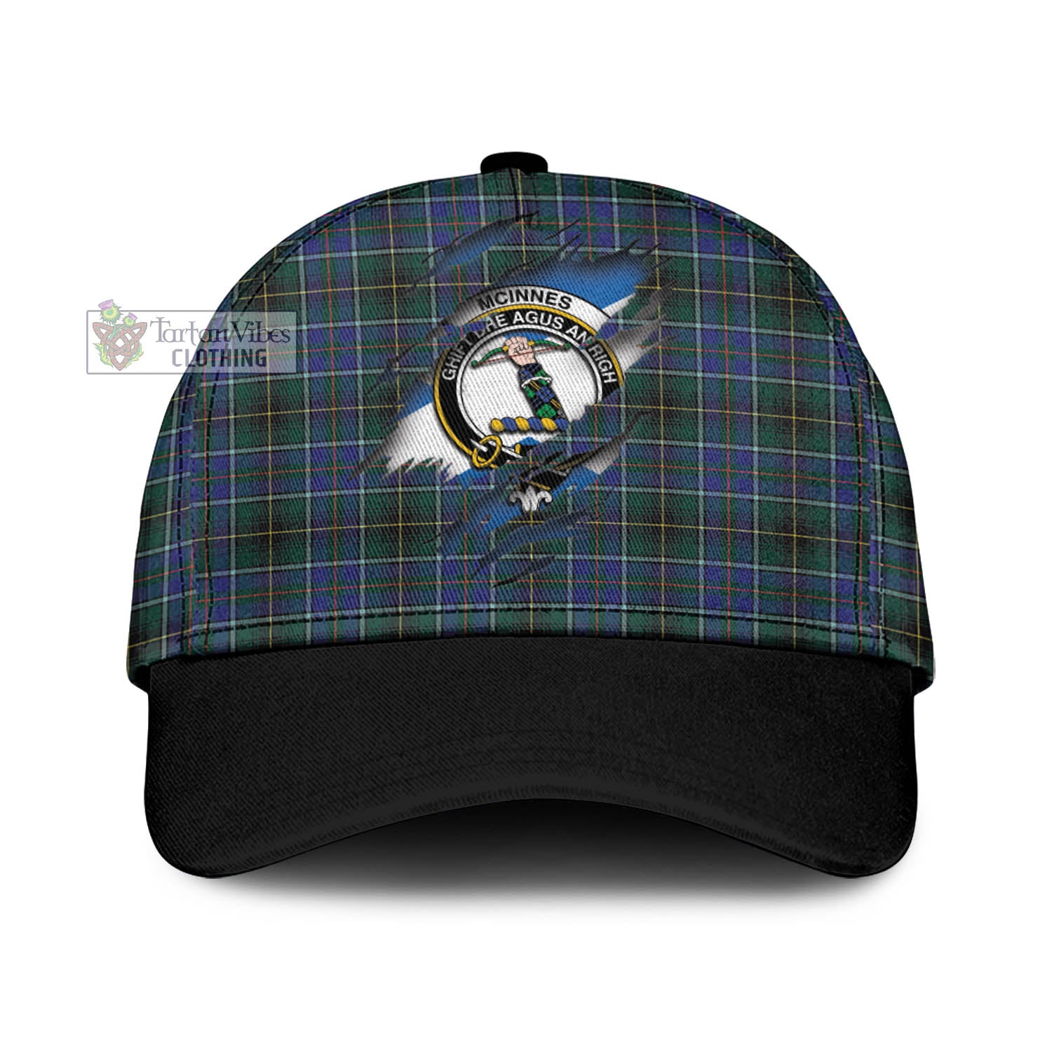Tartan Vibes Clothing McInnes Modern Tartan Classic Cap with Family Crest In Me Style