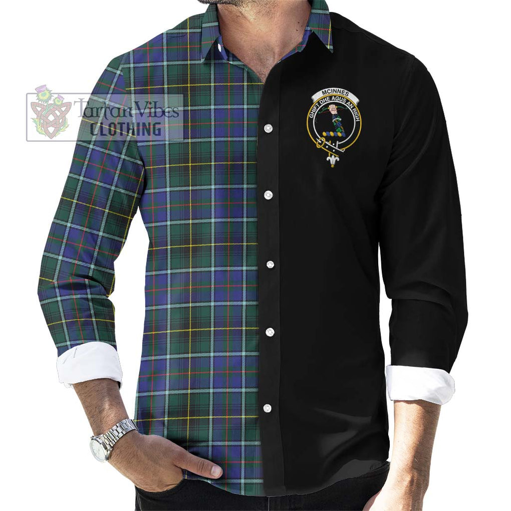 McInnes Modern Tartan Long Sleeve Button Shirt with Family Crest and Half Of Me Style - Tartanvibesclothing Shop