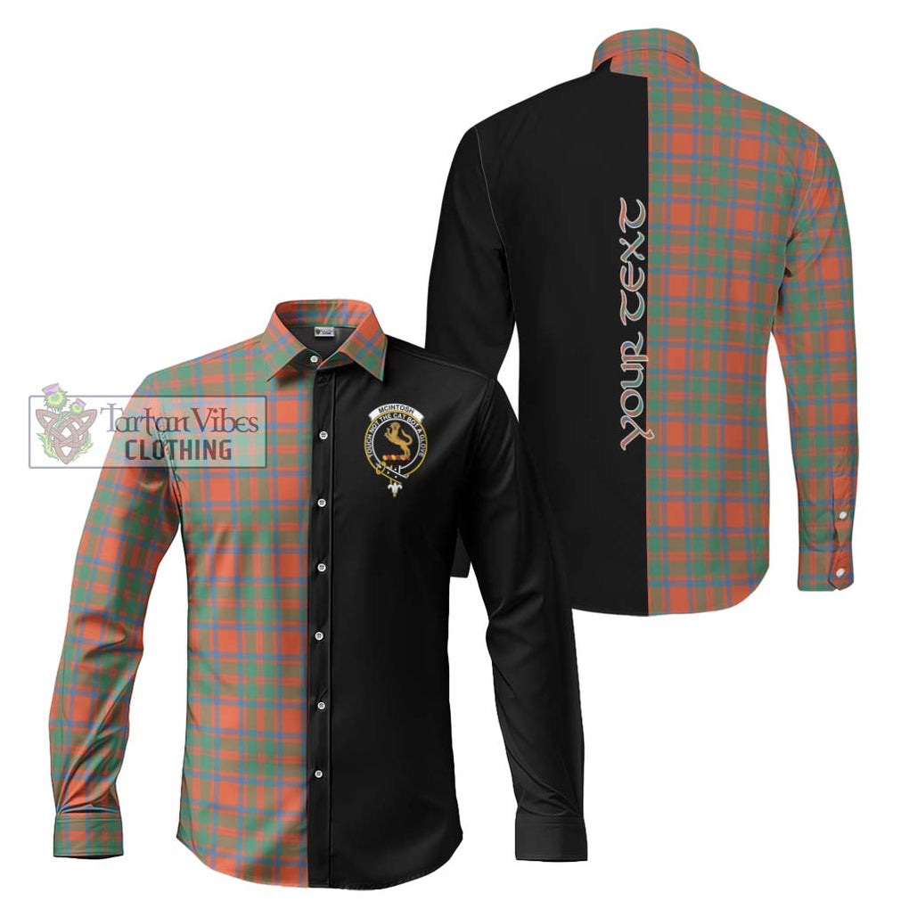 McIntosh Ancient Tartan Long Sleeve Button Shirt with Family Crest and Half Of Me Style Men's Shirt S - Tartanvibesclothing Shop