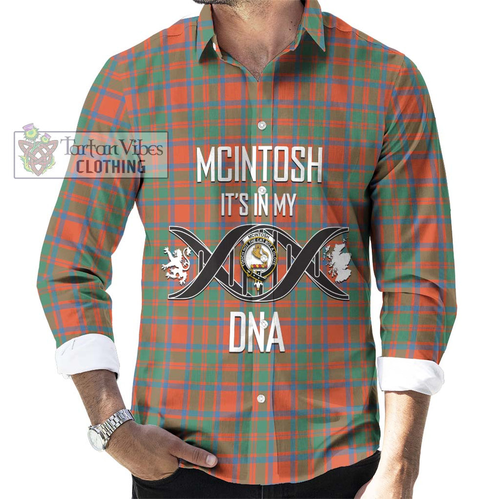McIntosh Ancient Tartan Long Sleeve Button Shirt with Family Crest DNA In Me Style Men's Shirt S - Tartanvibesclothing Shop