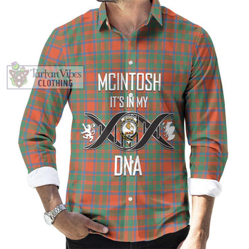 McIntosh Ancient Tartan Long Sleeve Button Shirt with Family Crest DNA In Me Style Men's Shirt S - Tartanvibesclothing Shop