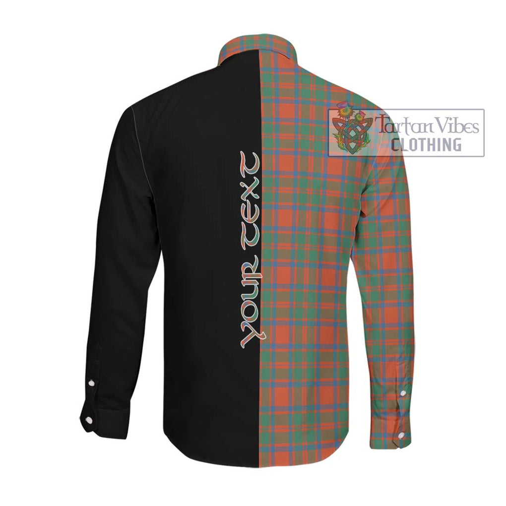 McIntosh Ancient Tartan Long Sleeve Button Shirt with Family Crest and Half Of Me Style Men's Shirt - Tartanvibesclothing Shop