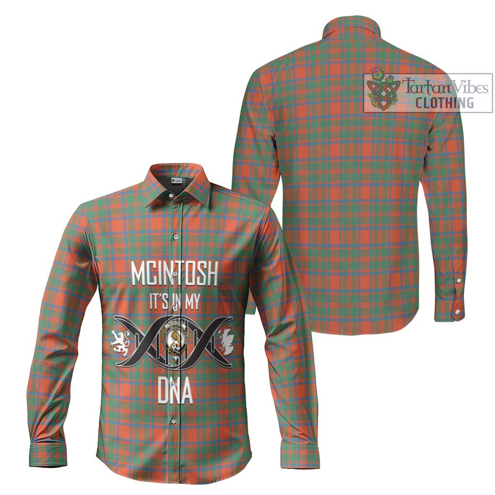 McIntosh Ancient Tartan Long Sleeve Button Shirt with Family Crest DNA In Me Style Men's Shirt - Tartanvibesclothing Shop