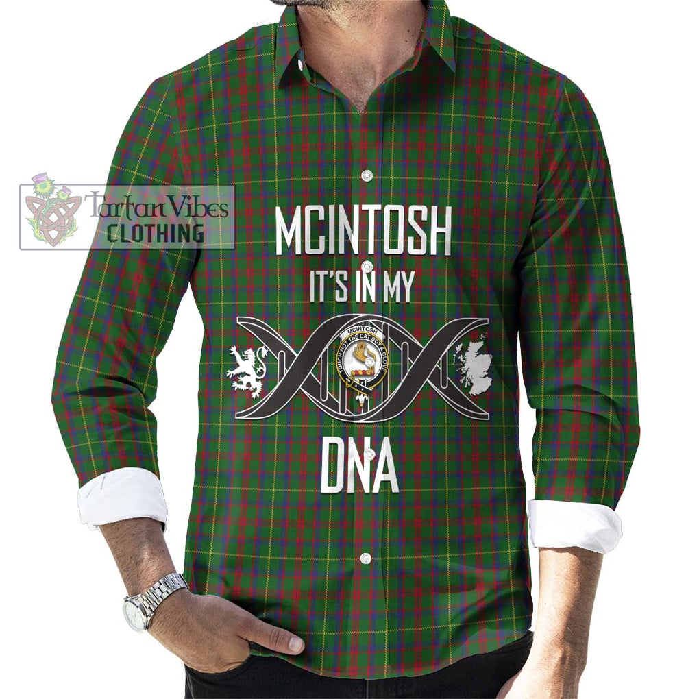 McIntosh Hunting Tartan Long Sleeve Button Shirt with Family Crest DNA In Me Style Men's Shirt S - Tartanvibesclothing Shop