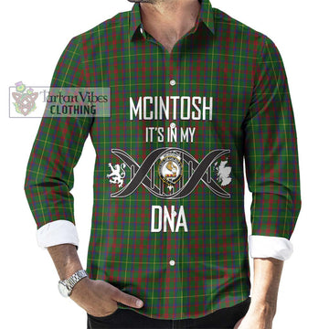 McIntosh Hunting Tartan Long Sleeve Button Shirt with Family Crest DNA In Me Style Men's Shirt S - Tartanvibesclothing Shop