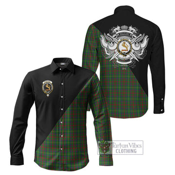 McIntosh Hunting Tartan Long Sleeve Button Shirt with Family Crest and Military Logo Style Men's Shirt S - Tartanvibesclothing Shop