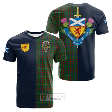 McIntosh Hunting Tartan Cotton T-shirt Alba with Scottish Lion Royal Arm Half Style