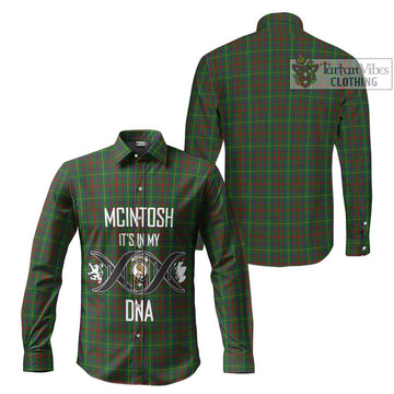 McIntosh Hunting Tartan Long Sleeve Button Shirt with Family Crest DNA In Me Style Men's Shirt - Tartanvibesclothing Shop