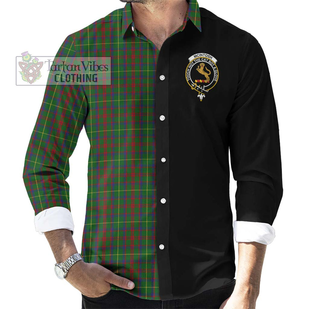 McIntosh Hunting Tartan Long Sleeve Button Shirt with Family Crest and Half Of Me Style - Tartanvibesclothing Shop