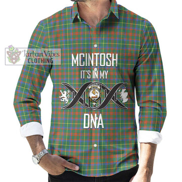 McIntosh Hunting Ancient Tartan Long Sleeve Button Shirt with Family Crest DNA In Me Style Men's Shirt S - Tartanvibesclothing Shop