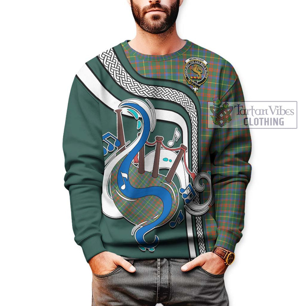 Tartan Vibes Clothing McIntosh Hunting Ancient Tartan Sweatshirt with Epic Bagpipe Style