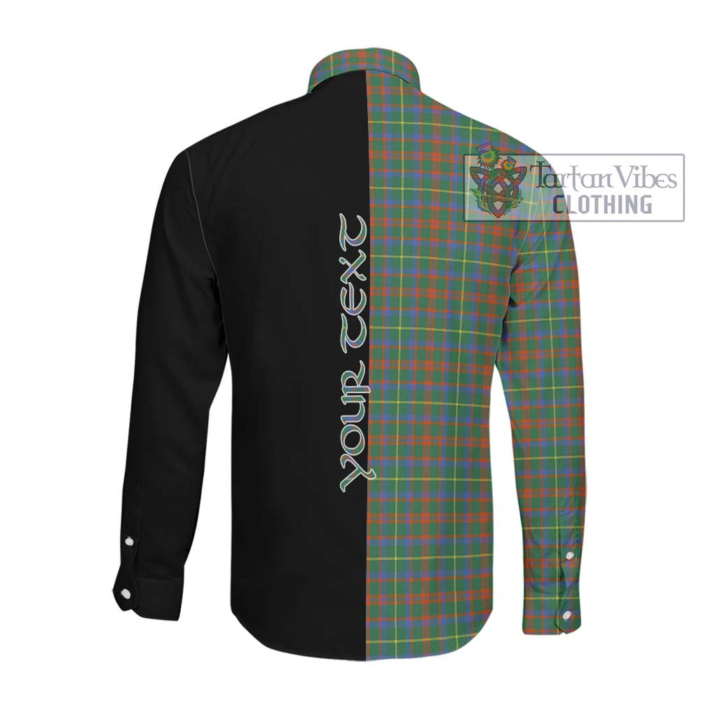McIntosh Hunting Ancient Tartan Long Sleeve Button Shirt with Family Crest and Half Of Me Style Men's Shirt - Tartanvibesclothing Shop