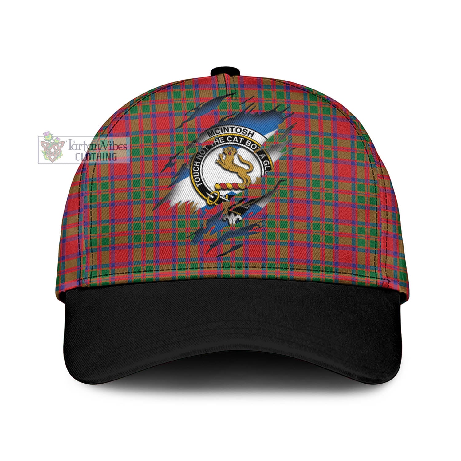 Tartan Vibes Clothing McIntosh Modern Tartan Classic Cap with Family Crest In Me Style