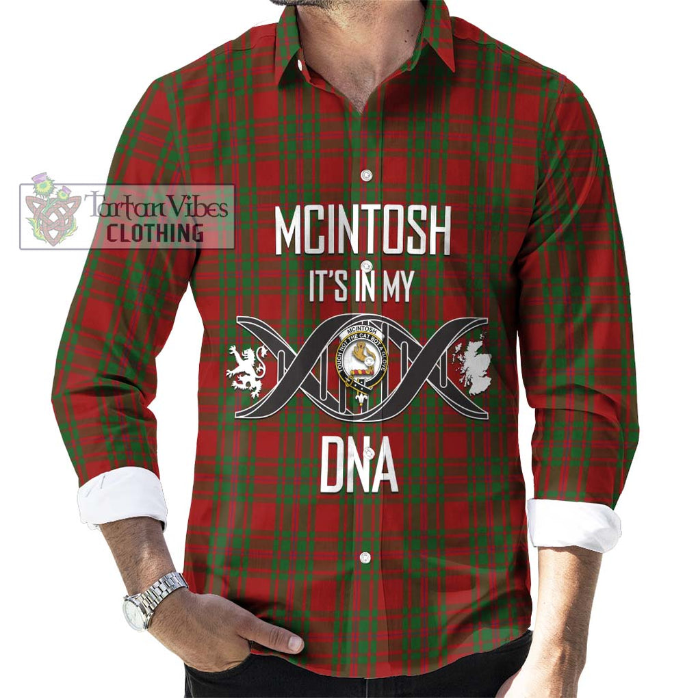 McIntosh Red Tartan Long Sleeve Button Shirt with Family Crest DNA In Me Style Men's Shirt S - Tartanvibesclothing Shop