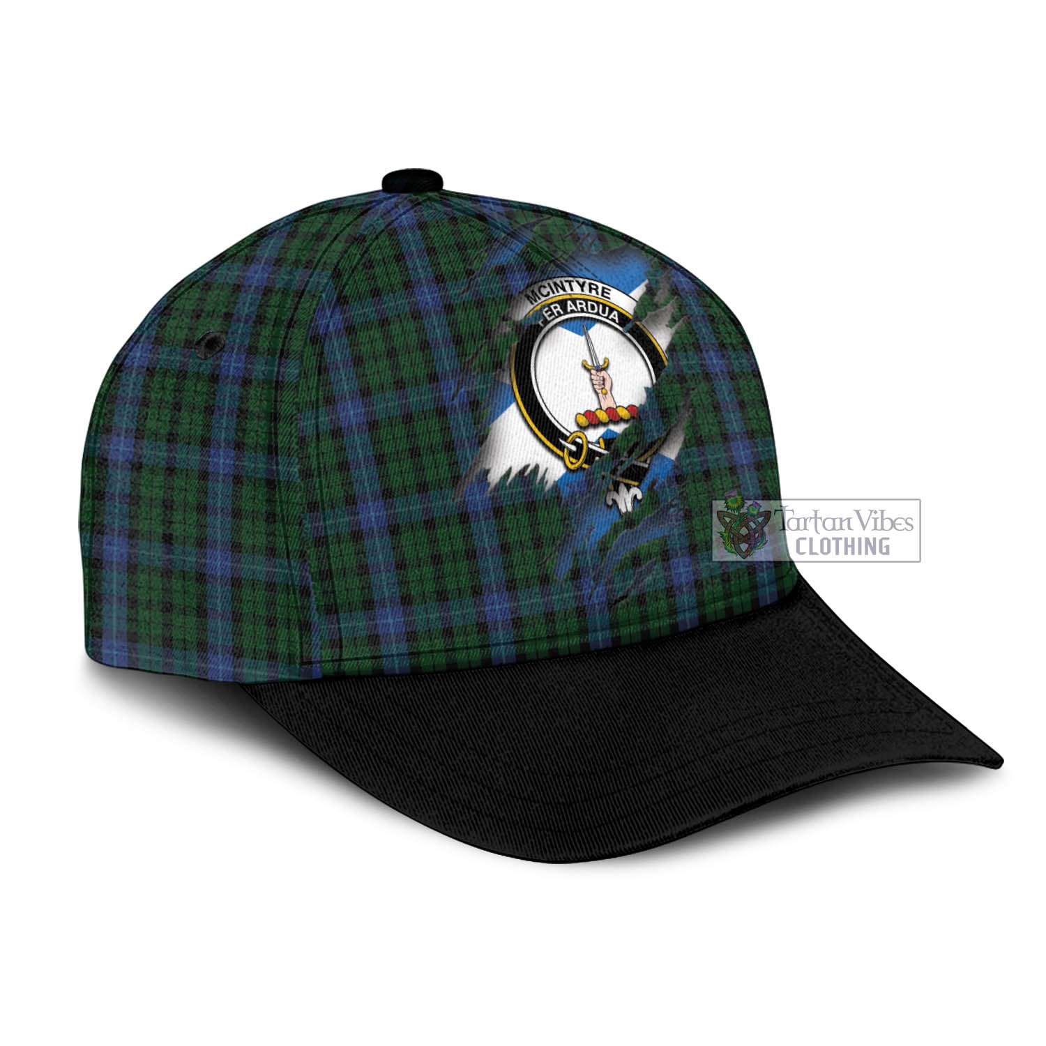 Tartan Vibes Clothing McIntyre Tartan Classic Cap with Family Crest In Me Style