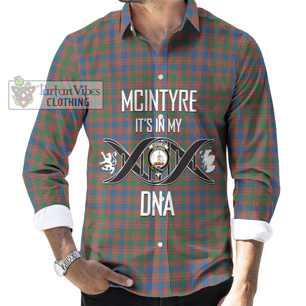 McIntyre Ancient Tartan Long Sleeve Button Shirt with Family Crest DNA In Me Style Men's Shirt S - Tartanvibesclothing Shop