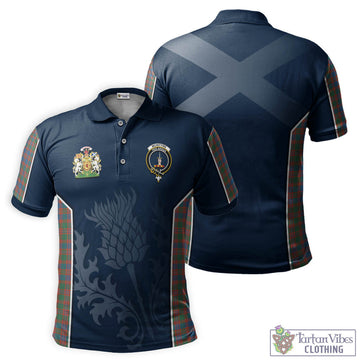 McIntyre Ancient Tartan Men's Polo Shirt with Family Crest and Scottish Thistle Vibes Sport Style