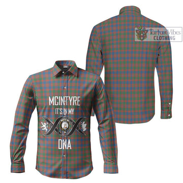 McIntyre Ancient Tartan Long Sleeve Button Shirt with Family Crest DNA In Me Style Men's Shirt - Tartanvibesclothing Shop