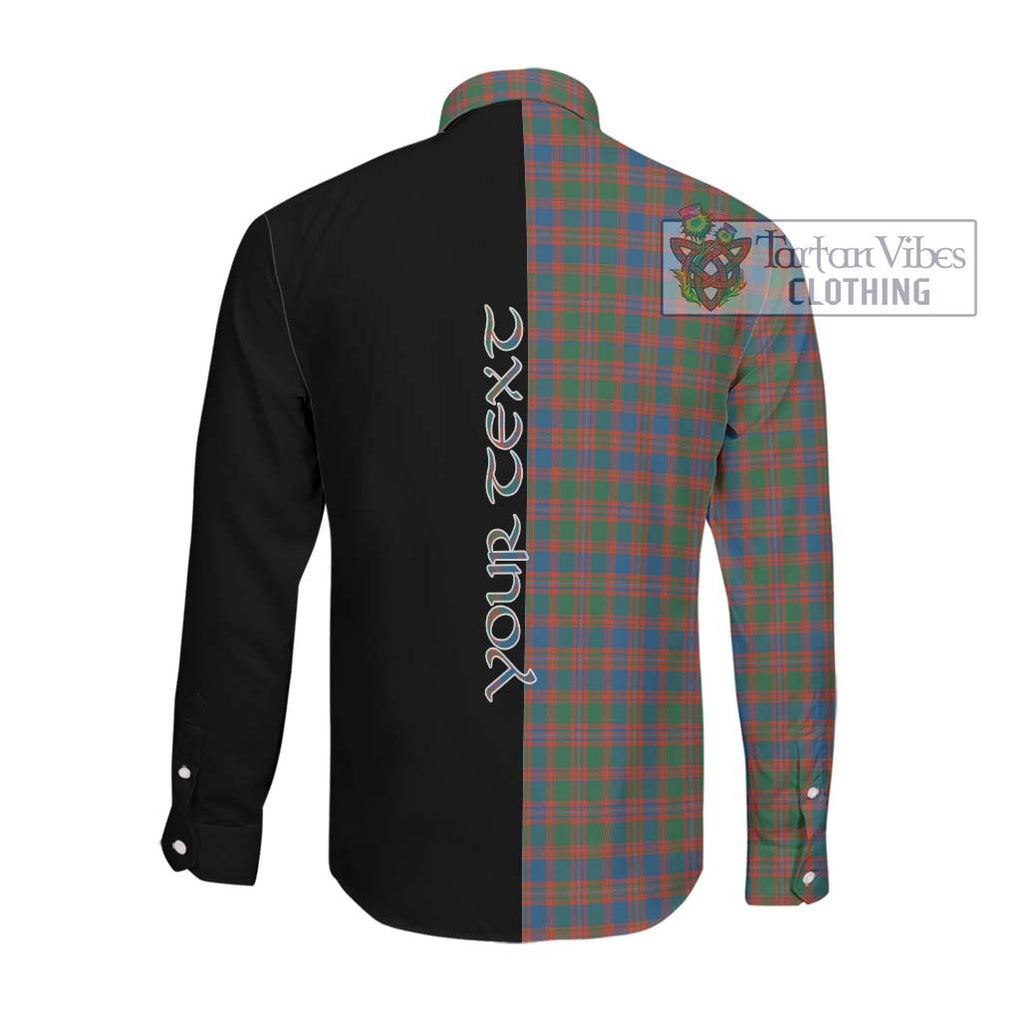McIntyre Ancient Tartan Long Sleeve Button Shirt with Family Crest and Half Of Me Style Men's Shirt - Tartanvibesclothing Shop