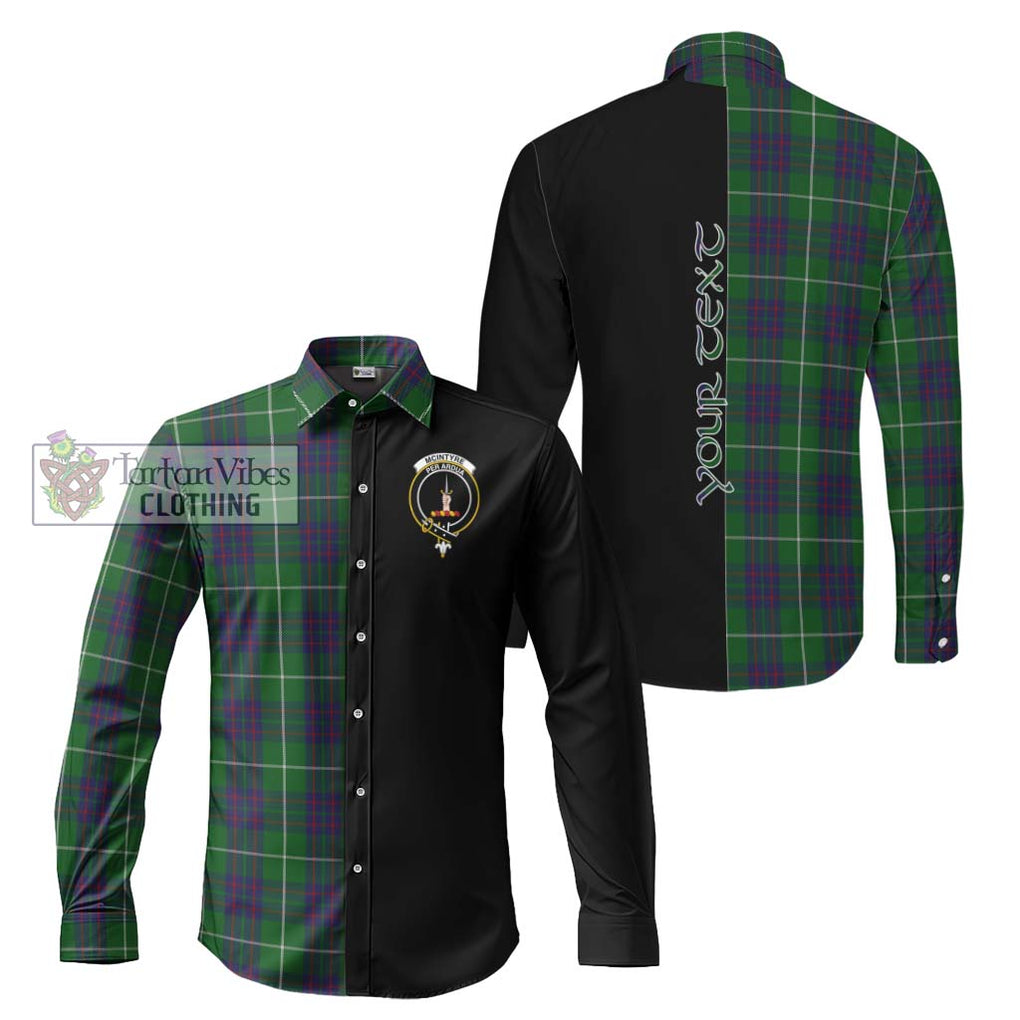 McIntyre Hunting Tartan Long Sleeve Button Shirt with Family Crest and Half Of Me Style Men's Shirt S - Tartanvibesclothing Shop