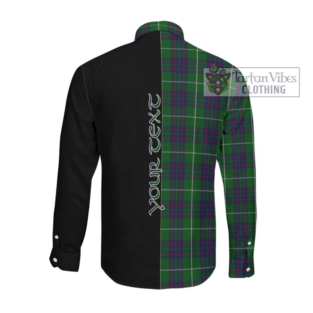 McIntyre Hunting Tartan Long Sleeve Button Shirt with Family Crest and Half Of Me Style Men's Shirt - Tartanvibesclothing Shop