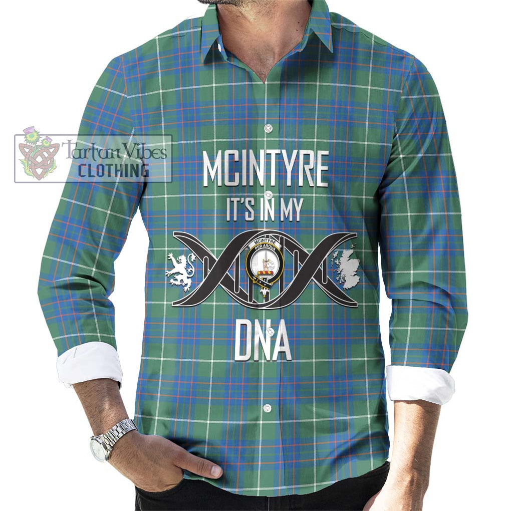 McIntyre Hunting Ancient Tartan Long Sleeve Button Shirt with Family Crest DNA In Me Style Men's Shirt S - Tartanvibesclothing Shop
