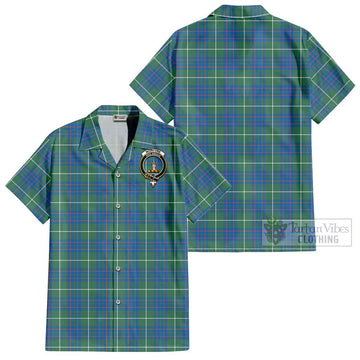 McIntyre Hunting Ancient Tartan Cotton Hawaiian Shirt with Family Crest