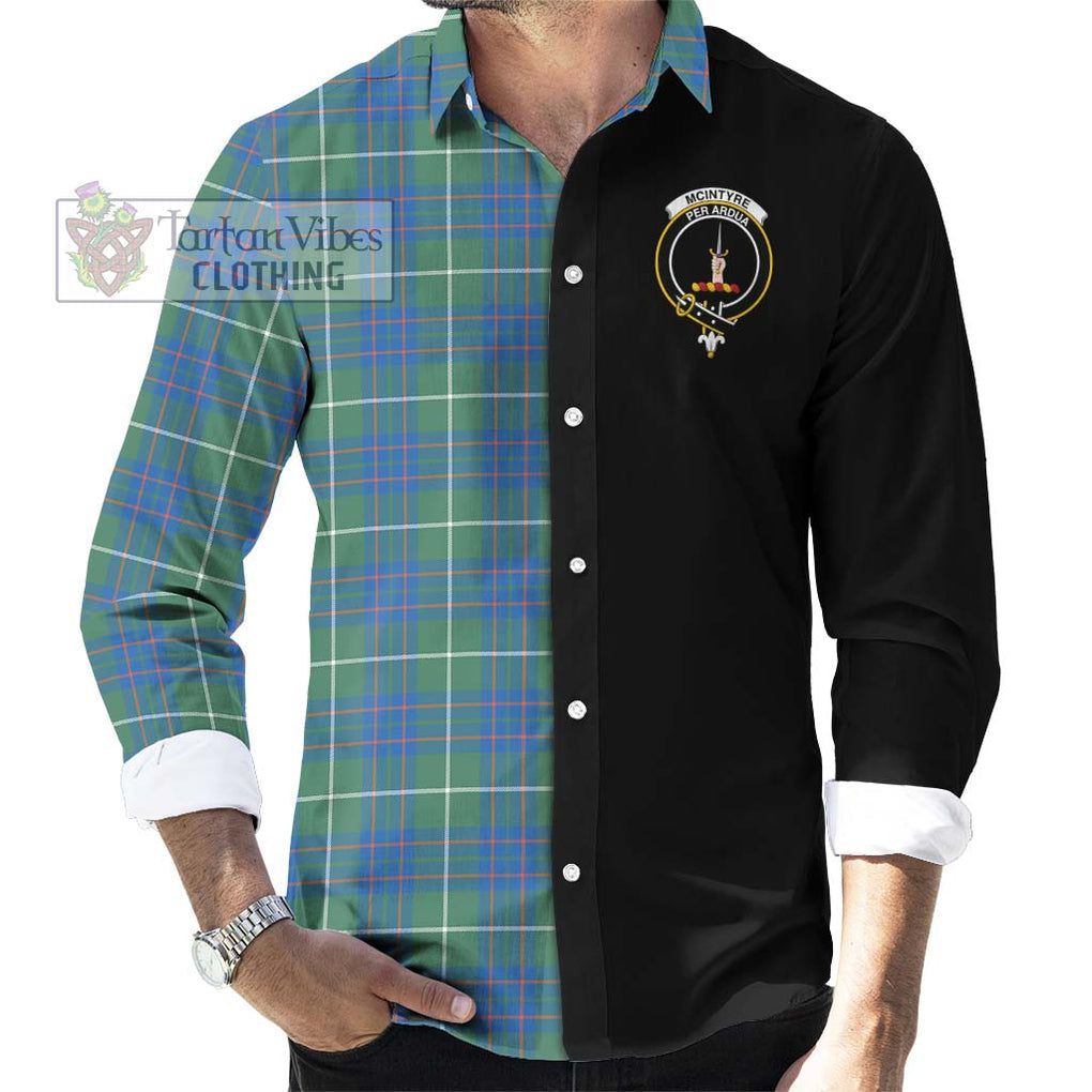 McIntyre Hunting Ancient Tartan Long Sleeve Button Shirt with Family Crest and Half Of Me Style - Tartanvibesclothing Shop