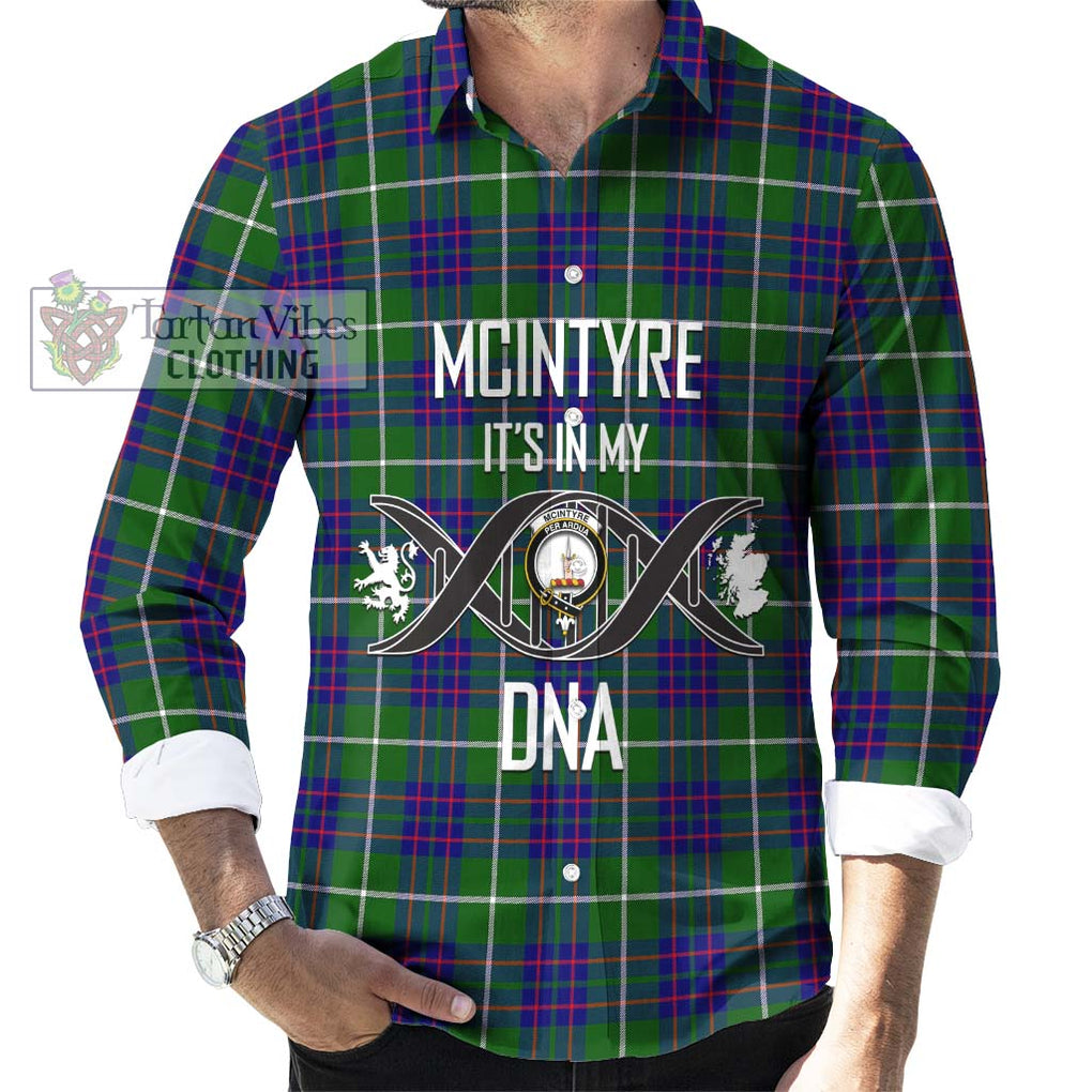 McIntyre Hunting Modern Tartan Long Sleeve Button Shirt with Family Crest DNA In Me Style Men's Shirt S - Tartanvibesclothing Shop