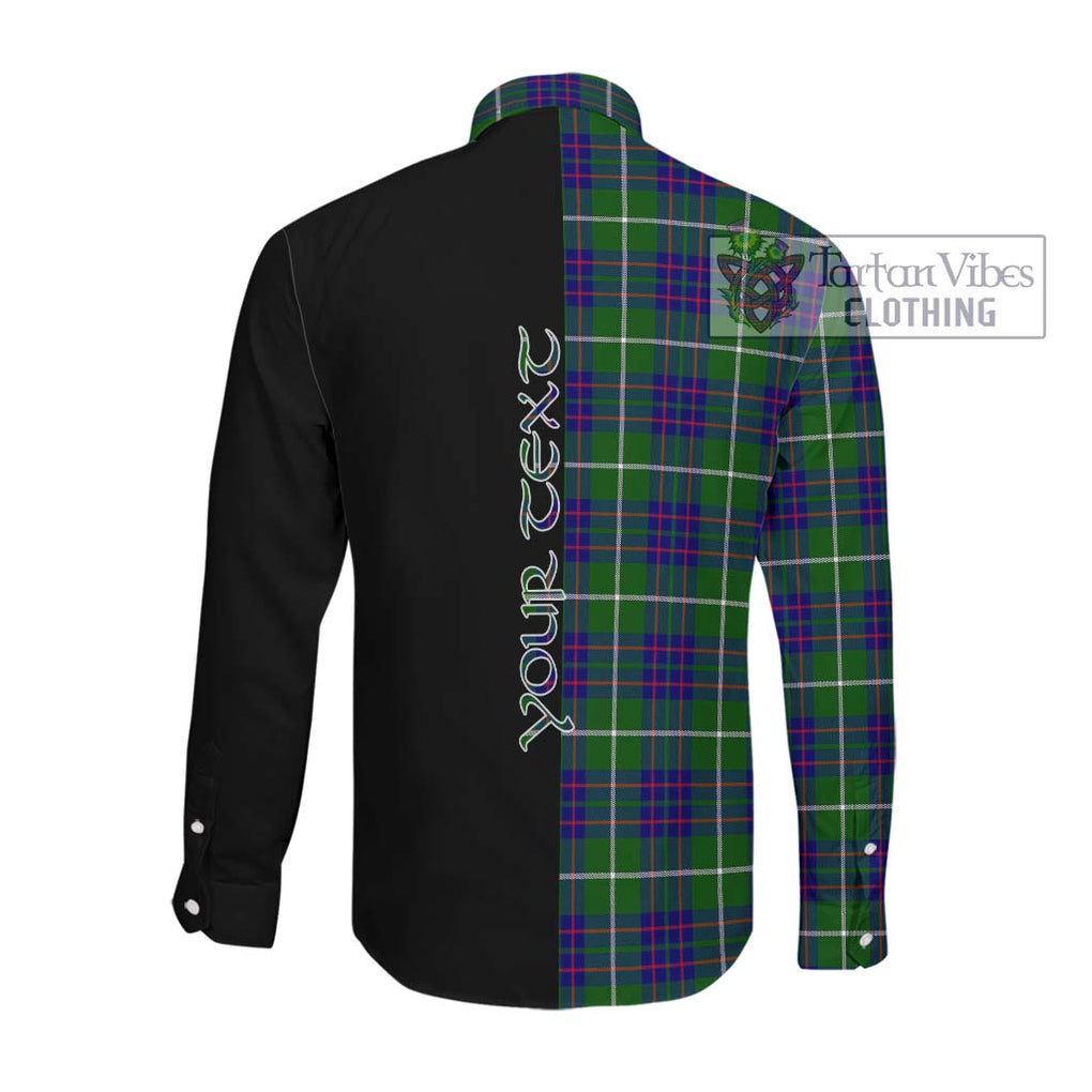 McIntyre Hunting Modern Tartan Long Sleeve Button Shirt with Family Crest and Half Of Me Style Men's Shirt - Tartanvibesclothing Shop