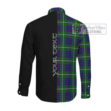McIntyre Hunting Modern Tartan Long Sleeve Button Shirt with Family Crest and Half Of Me Style Men's Shirt - Tartanvibesclothing Shop