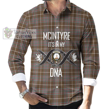 McIntyre Hunting Weathered Tartan Long Sleeve Button Shirt with Family Crest DNA In Me Style Men's Shirt S - Tartanvibesclothing Shop