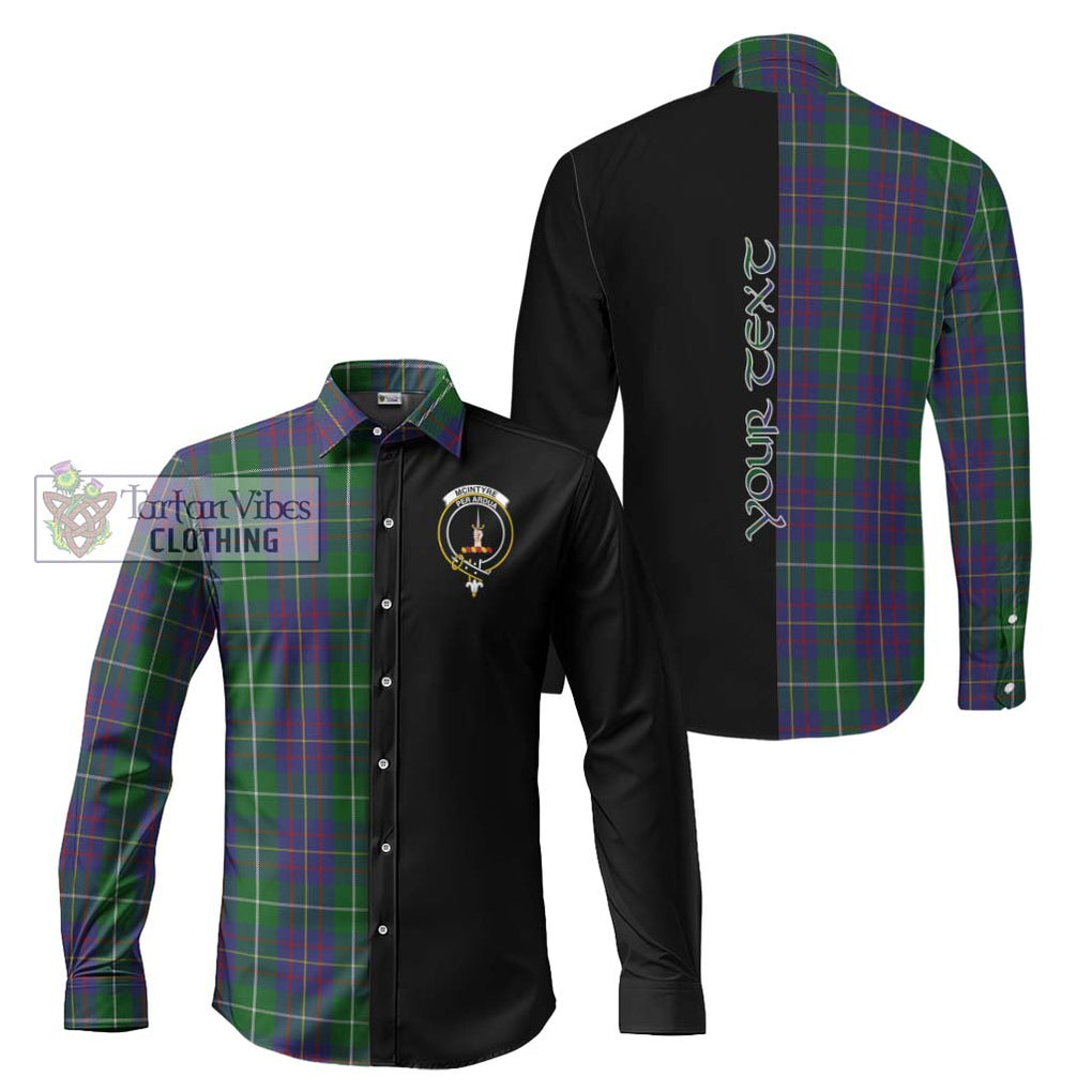 McIntyre Inglis Tartan Long Sleeve Button Shirt with Family Crest and Half Of Me Style Men's Shirt S - Tartanvibesclothing Shop