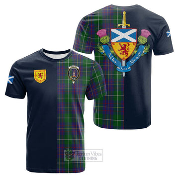 McIntyre Inglis Tartan Cotton T-shirt Alba with Scottish Lion Royal Arm Half Style