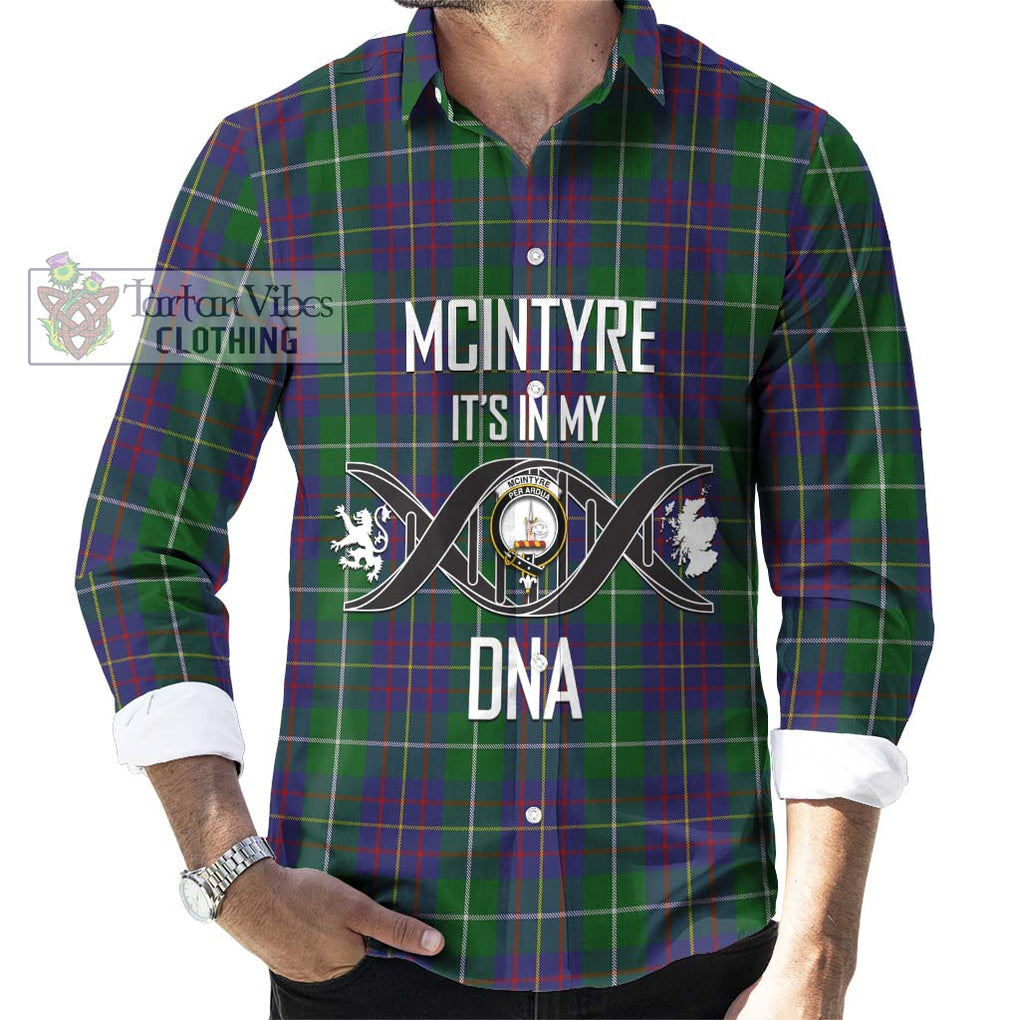 McIntyre Inglis Tartan Long Sleeve Button Shirt with Family Crest DNA In Me Style Men's Shirt S - Tartanvibesclothing Shop