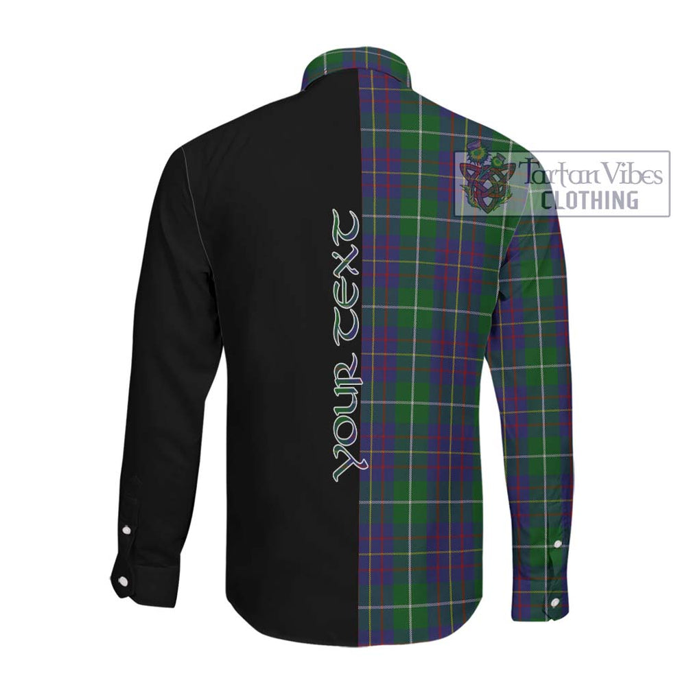 McIntyre Inglis Tartan Long Sleeve Button Shirt with Family Crest and Half Of Me Style Men's Shirt - Tartanvibesclothing Shop