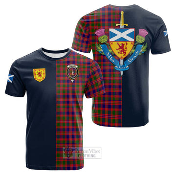 McIntyre Modern Tartan Cotton T-shirt Alba with Scottish Lion Royal Arm Half Style