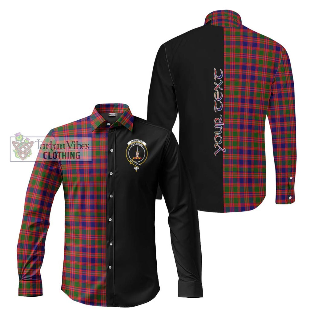 McIntyre Modern Tartan Long Sleeve Button Shirt with Family Crest and Half Of Me Style Men's Shirt S - Tartanvibesclothing Shop