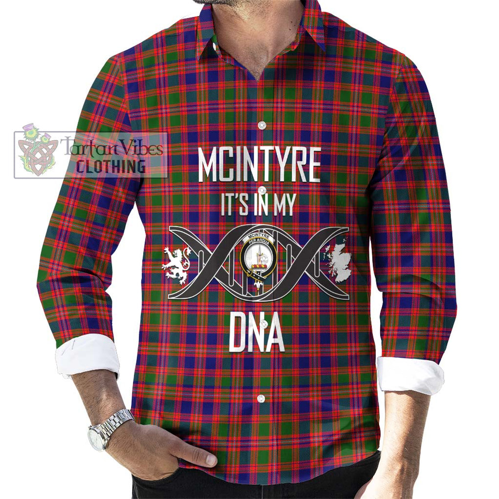 McIntyre Modern Tartan Long Sleeve Button Shirt with Family Crest DNA In Me Style Men's Shirt S - Tartanvibesclothing Shop