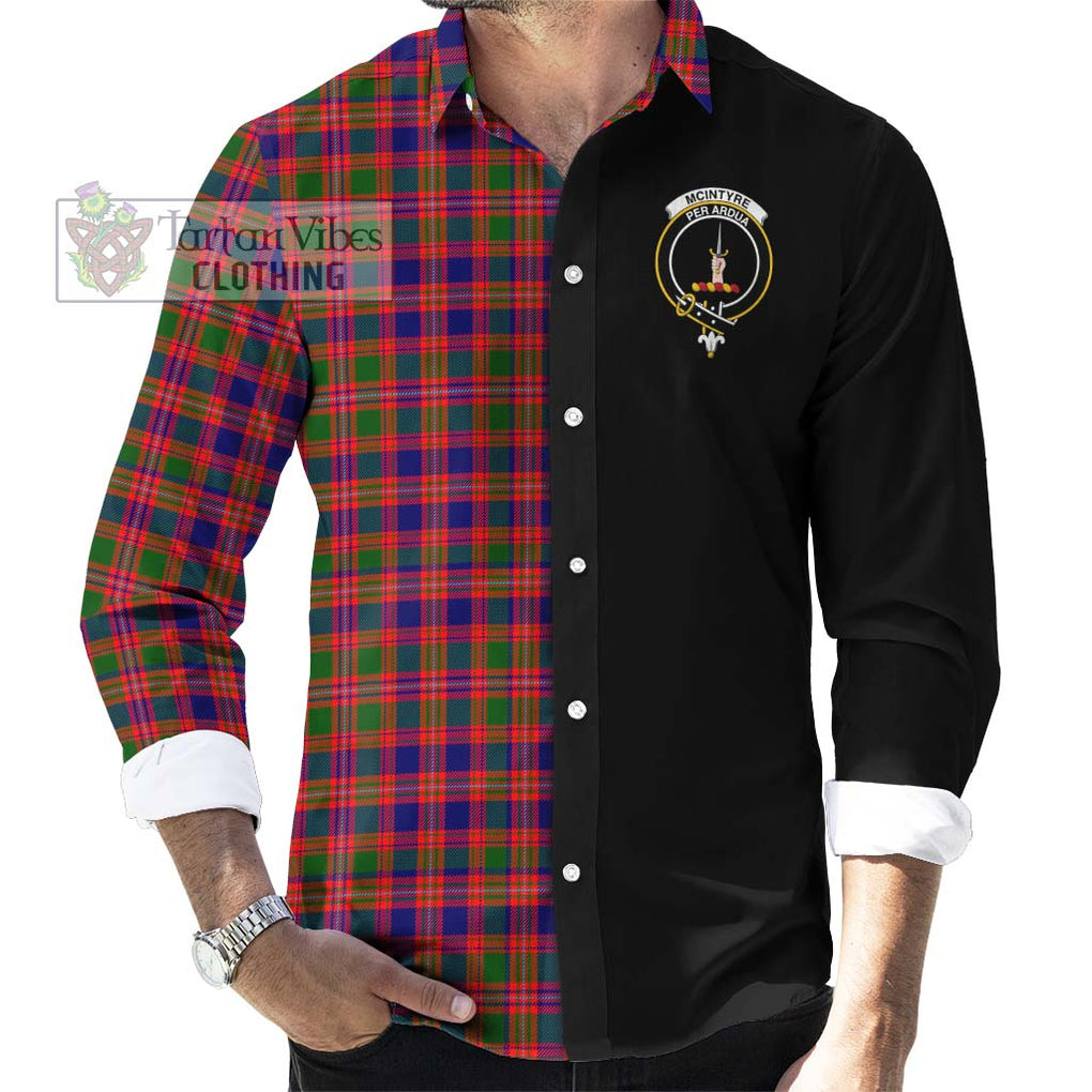 McIntyre Modern Tartan Long Sleeve Button Shirt with Family Crest and Half Of Me Style - Tartanvibesclothing Shop