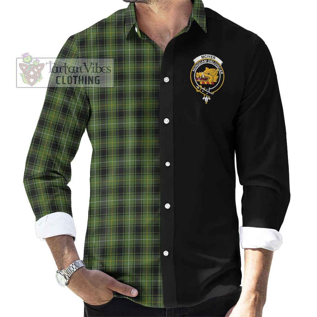McIver Hunting Tartan Long Sleeve Button Shirt with Family Crest and Half Of Me Style - Tartanvibesclothing Shop