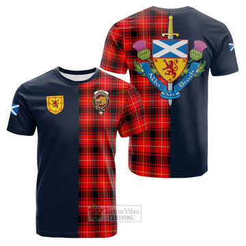McIver Modern Tartan Cotton T-shirt Alba with Scottish Lion Royal Arm Half Style