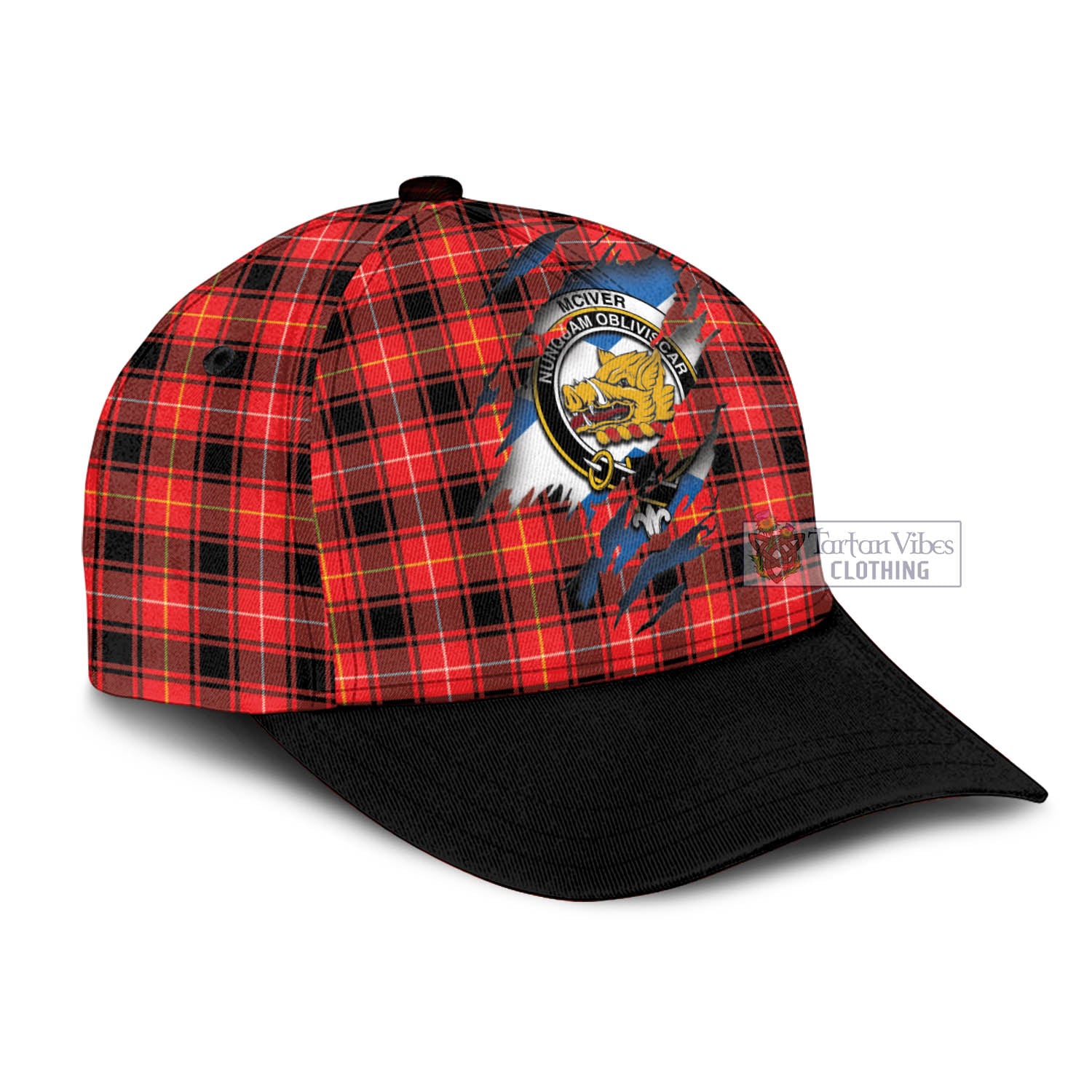 Tartan Vibes Clothing McIver Modern Tartan Classic Cap with Family Crest In Me Style