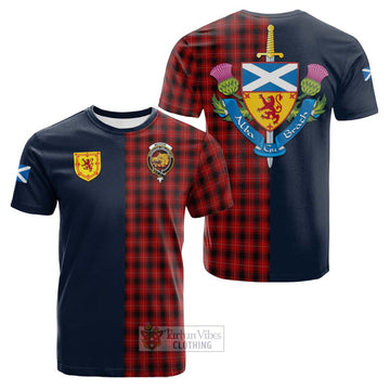 McIvor Tartan Cotton T-shirt Alba with Scottish Lion Royal Arm Half Style