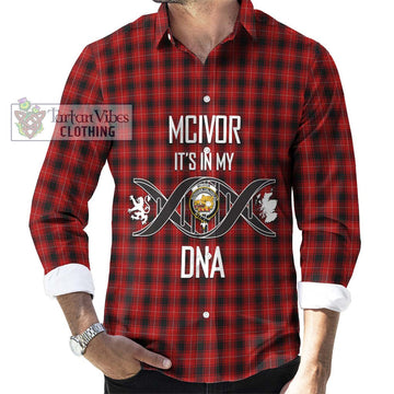 McIvor Tartan Long Sleeve Button Shirt with Family Crest DNA In Me Style Men's Shirt S - Tartanvibesclothing Shop