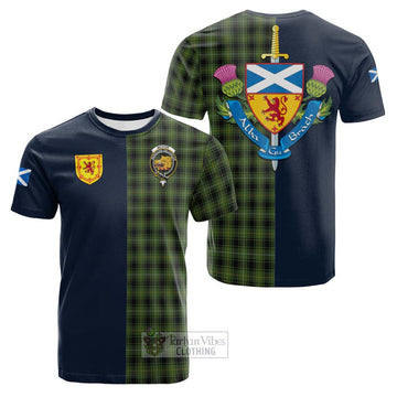 McIvor Hunting Tartan Cotton T-shirt Alba with Scottish Lion Royal Arm Half Style